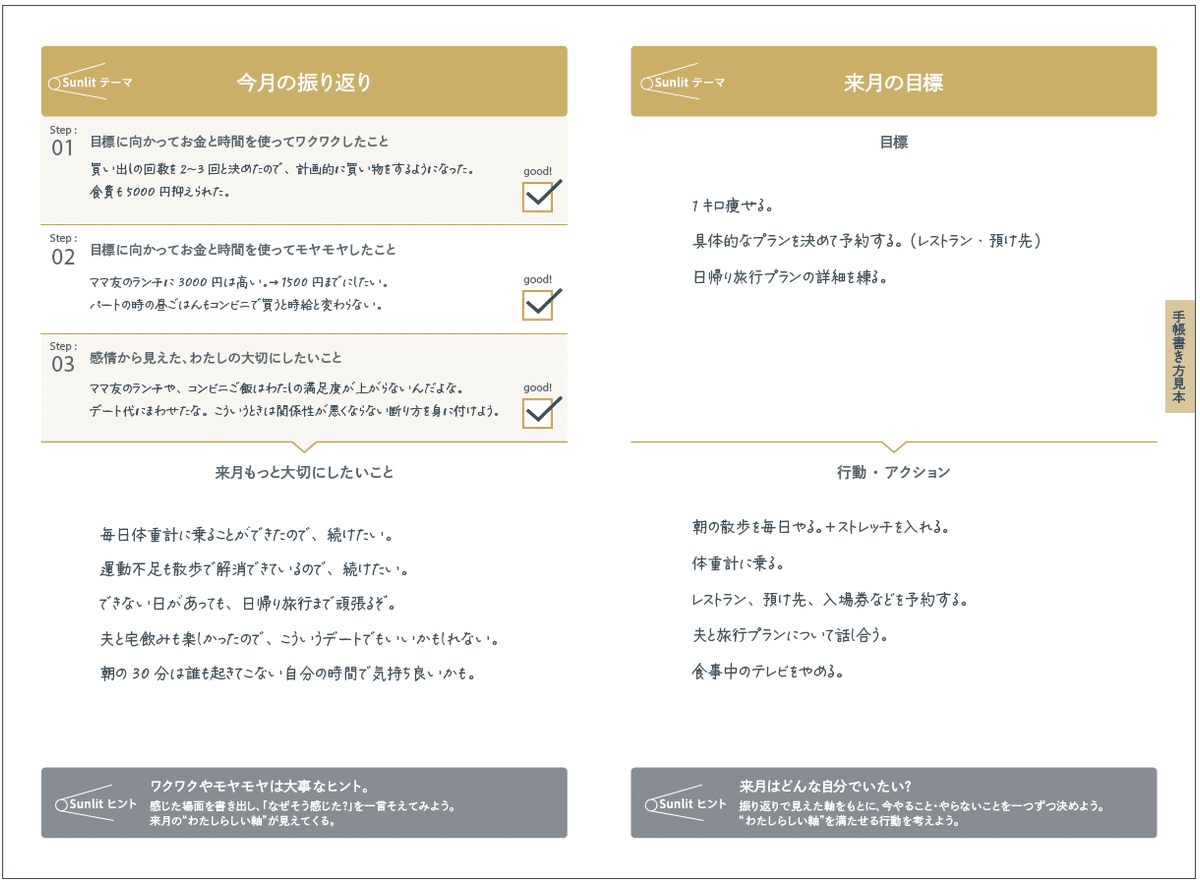 今月の振り返り／来月の目標