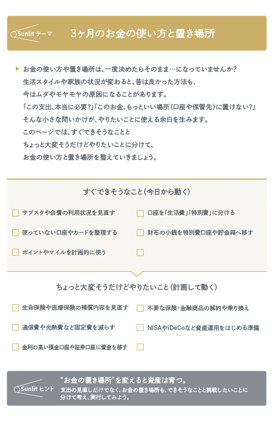 3か月のお金の使い方と置き場所を整えよう